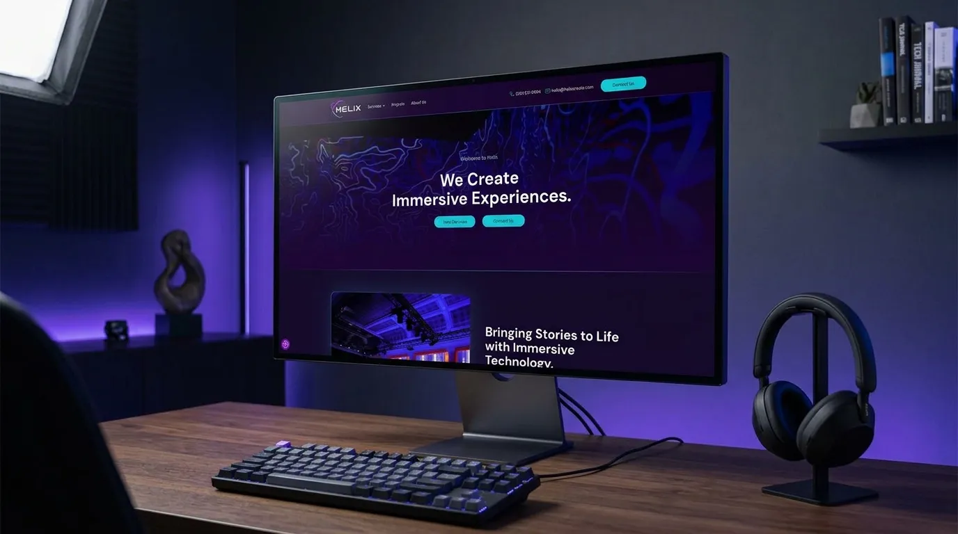 Helix Create website on a monitor in a creative studio