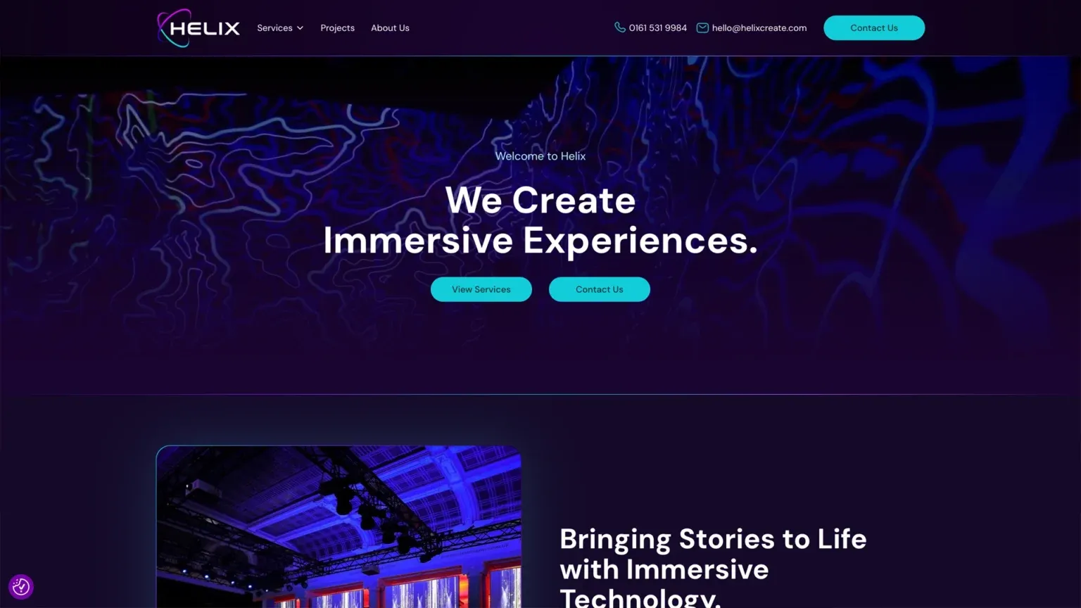The Helix Create website, designed and built by The Marketing Guys