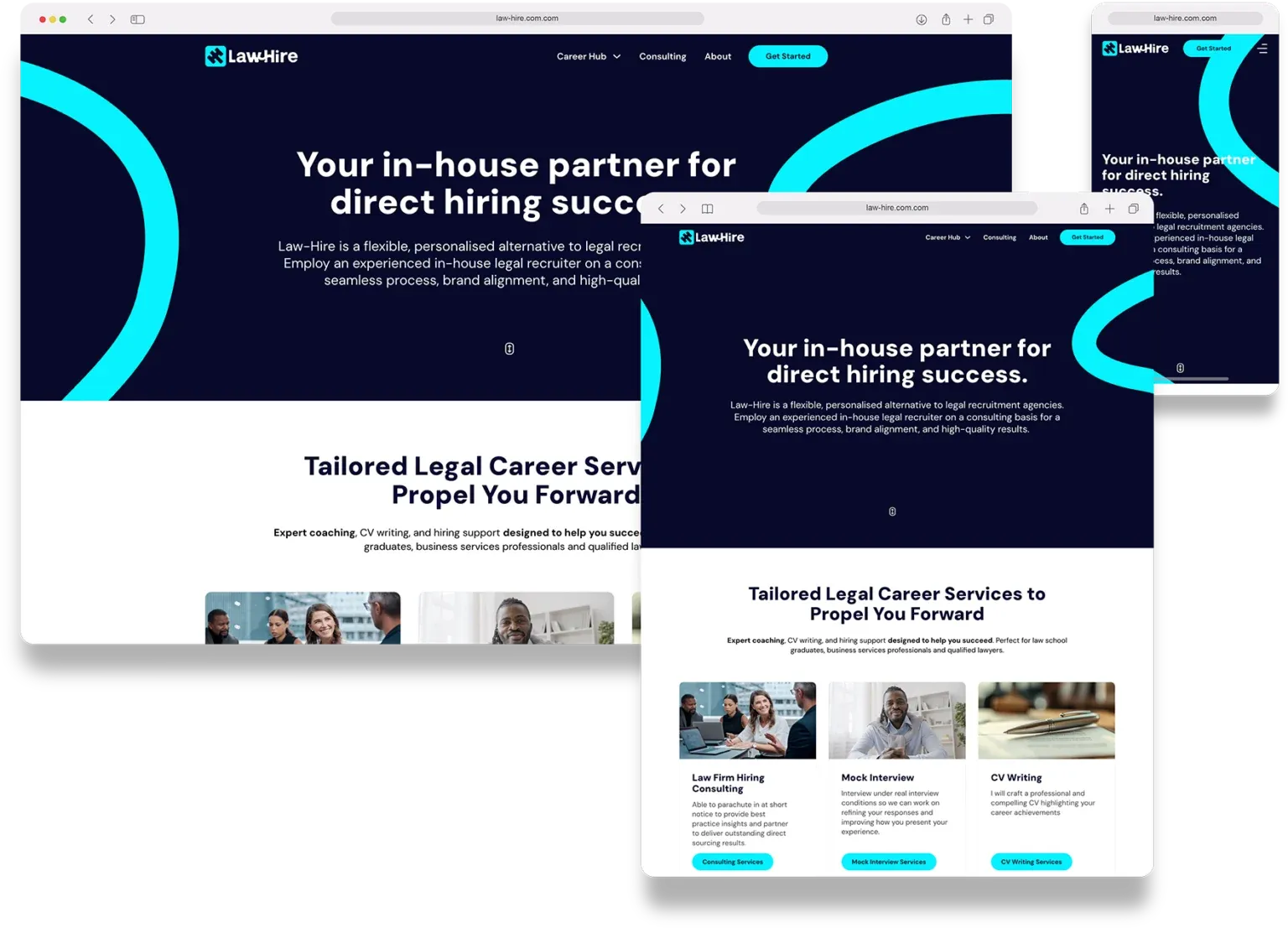 The Law-Hire website, designed and built by The Marketing Guys