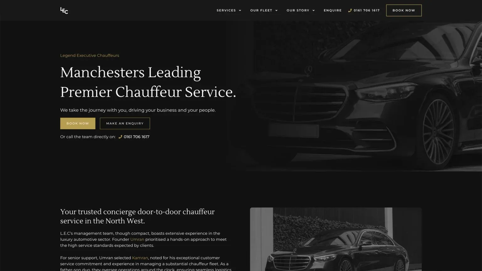 The Legend Executive Chauffeurs website, designed and built by The Marketing Guys
