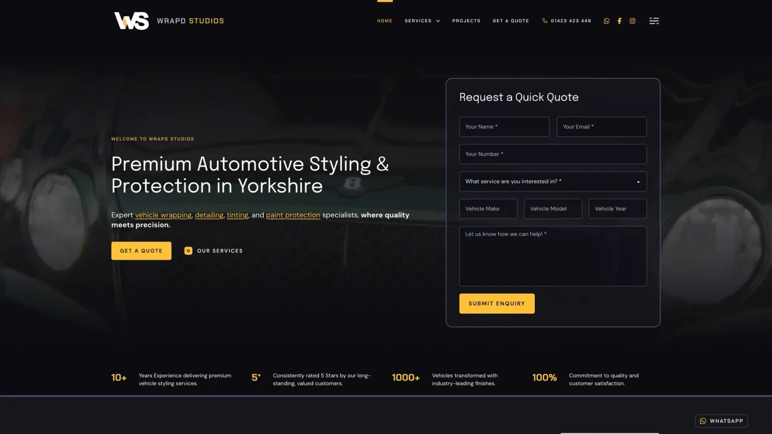 The Wrapd Studios website, designed and built by The Marketing Guys